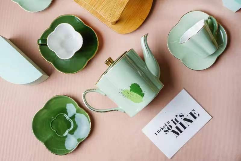 13 PCS COFFEE SET GREEN 6/CS