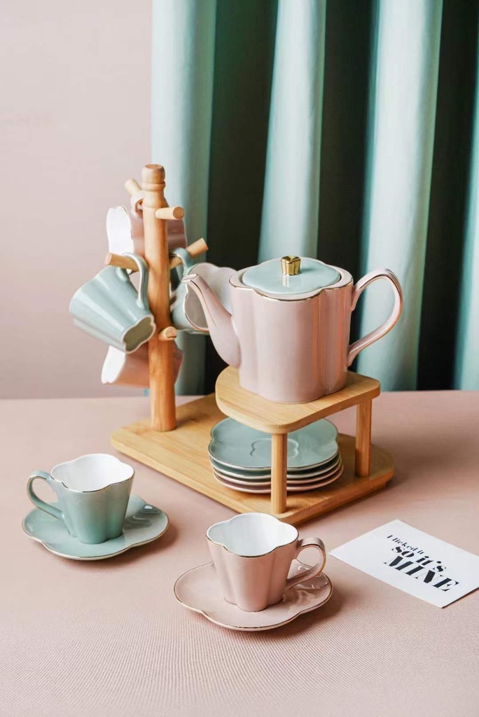 13 PCS COFFEE SET PINK 6/CS