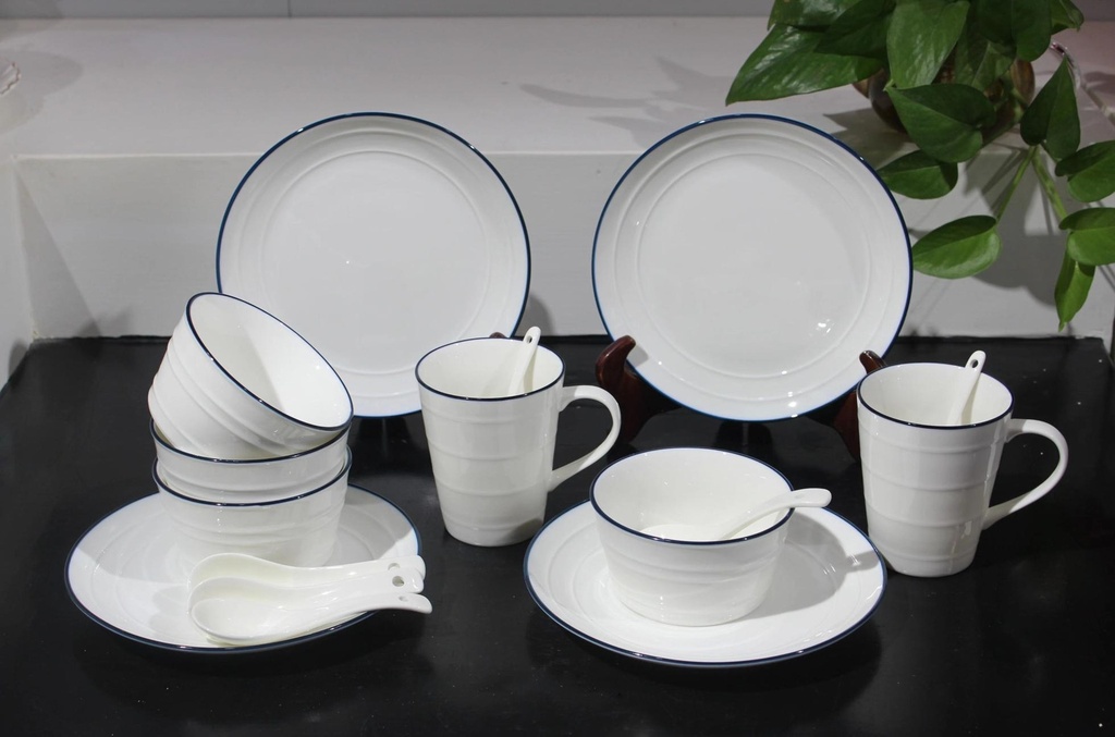 蓝边16头餐具 8/CS