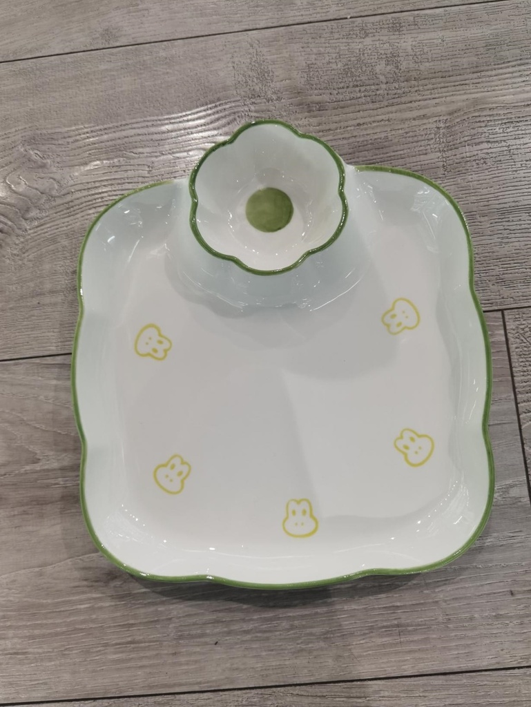 GREEN LILY OF THE VALLEY 10" DUMPLING PLATE 5/PK 30/CS