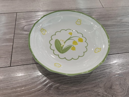 GREEN LILY OF THE VALLEY 8" RICE PLATE 8/PK 48/CS