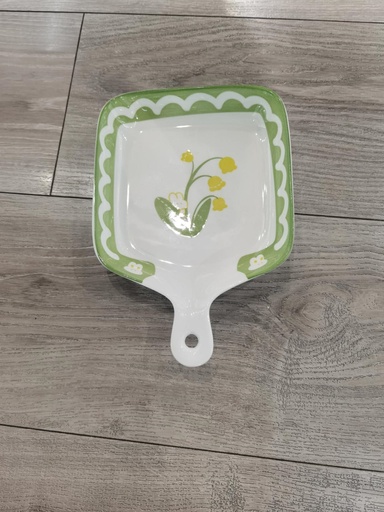 GREEN LILY OF THE VALLEY BAKING DISH W/HANDLE 6/PK 36/CS