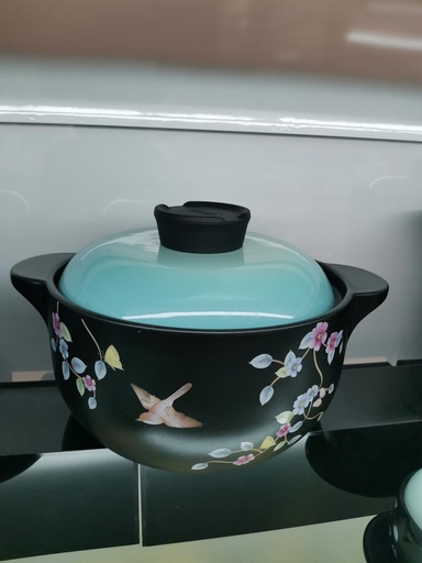彩冠2500ml汤锅花鸟（蓝色盖) 6/CS