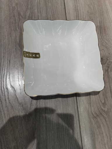 XIANGZHIHAO GOLD INLAID JADE 8" PUMPKIN SQUARE PLATE 7/PK 42/CS