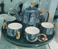 1189 GOLD AND GREEN TEA SET 6/CS